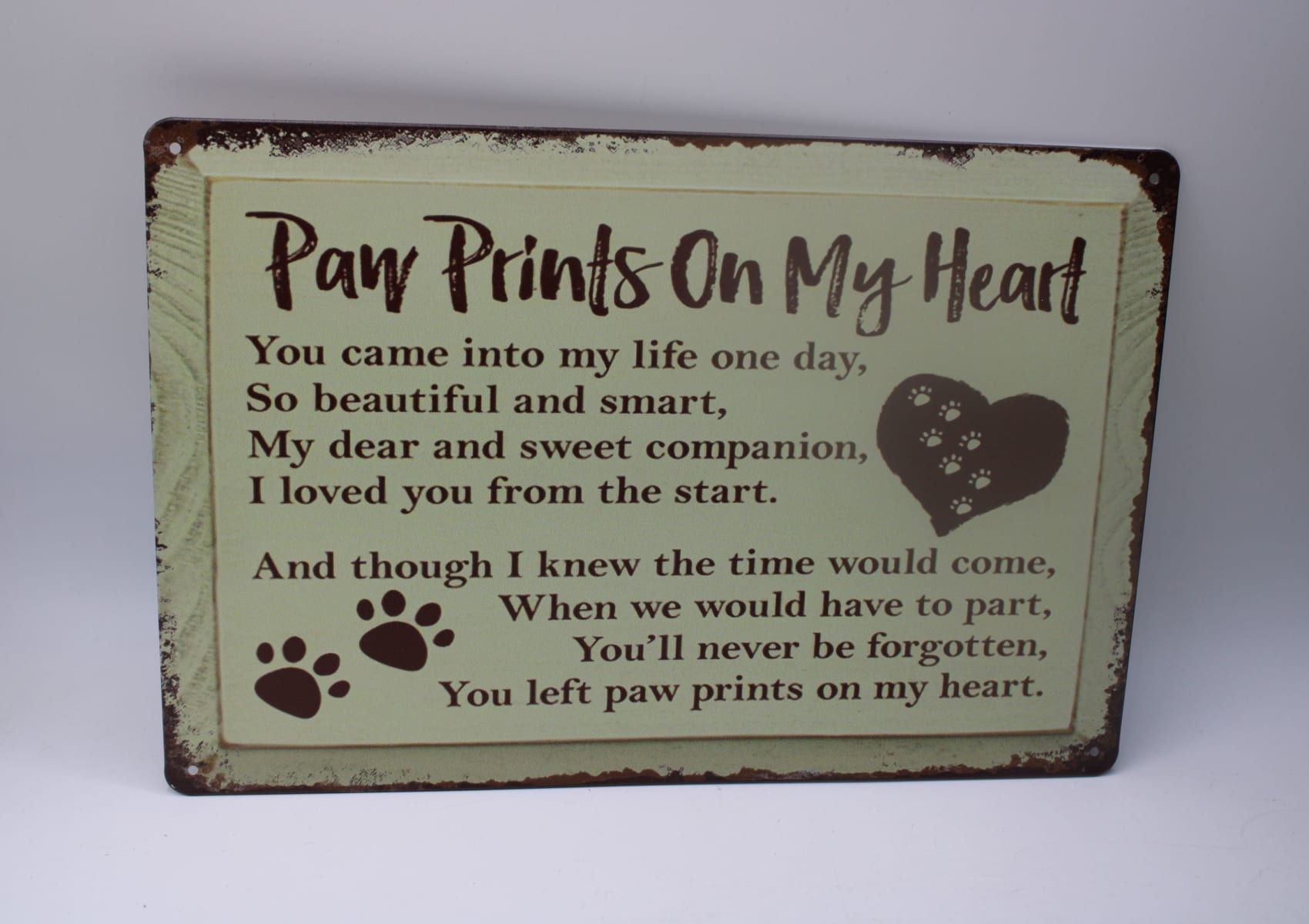 Paw Prints On My Heart Metal Plaque
