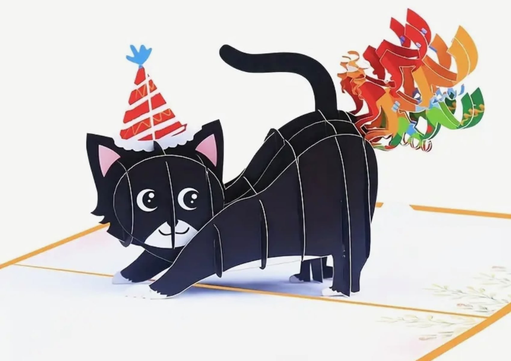 Happy Birthday card with black pop up cat inside
