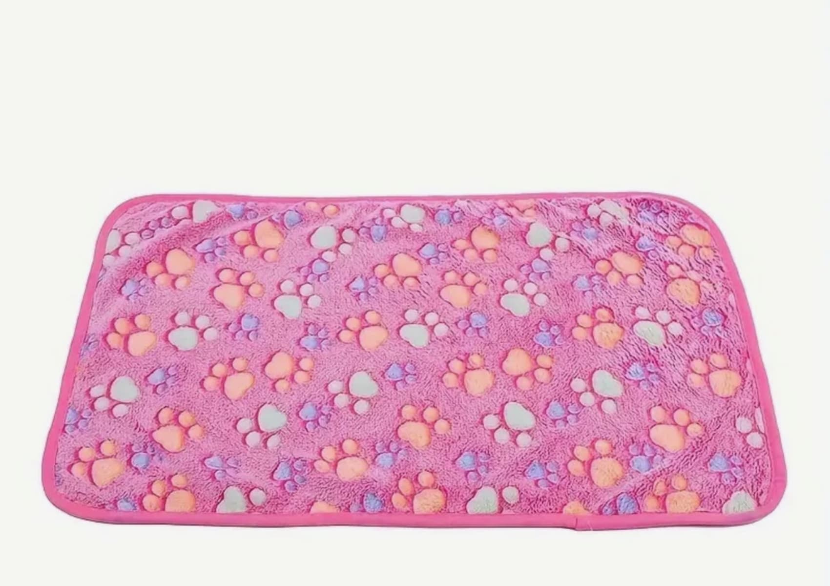 Soft snuggly pink paw print pattern blanket for your cat or dog
