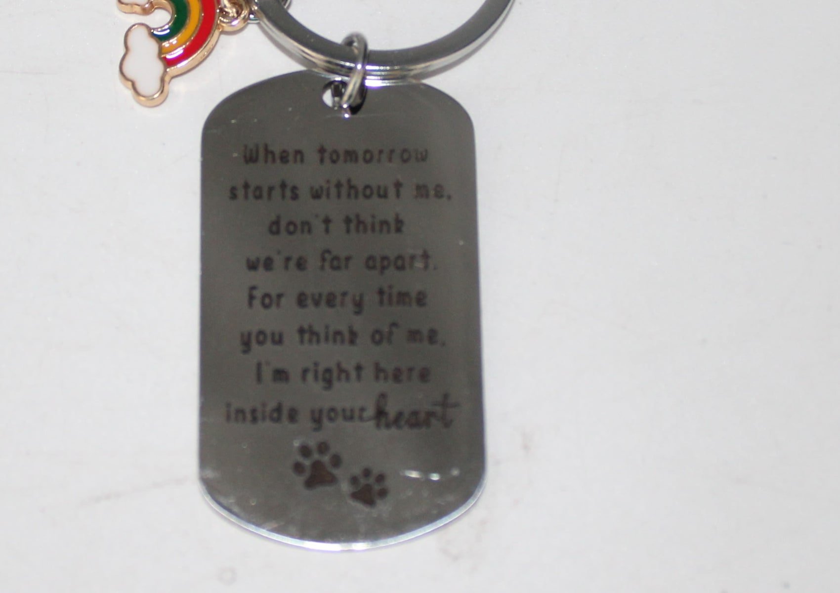 Metal Key Ring With Message From Your Pet At Rainbow Bridge