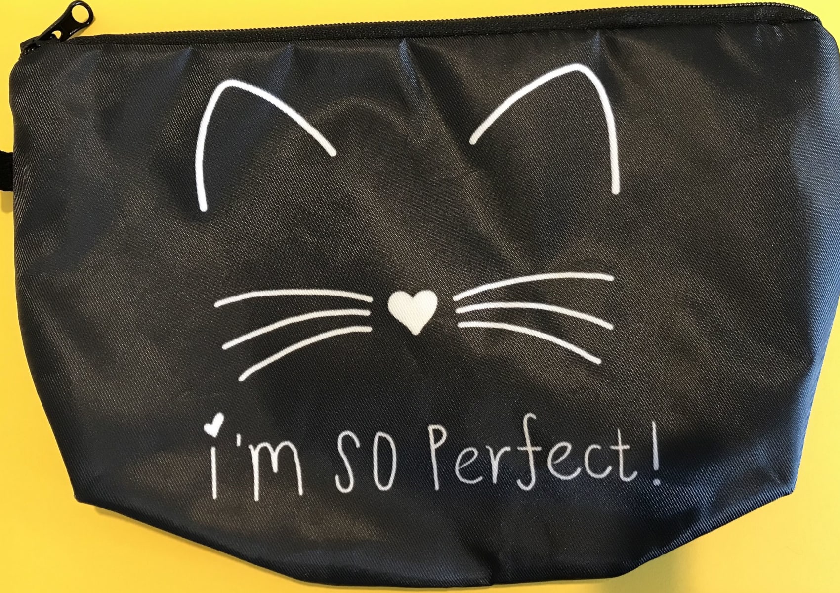 Waterproof make up bag with white cat ears and whiskers - I'm so perfect