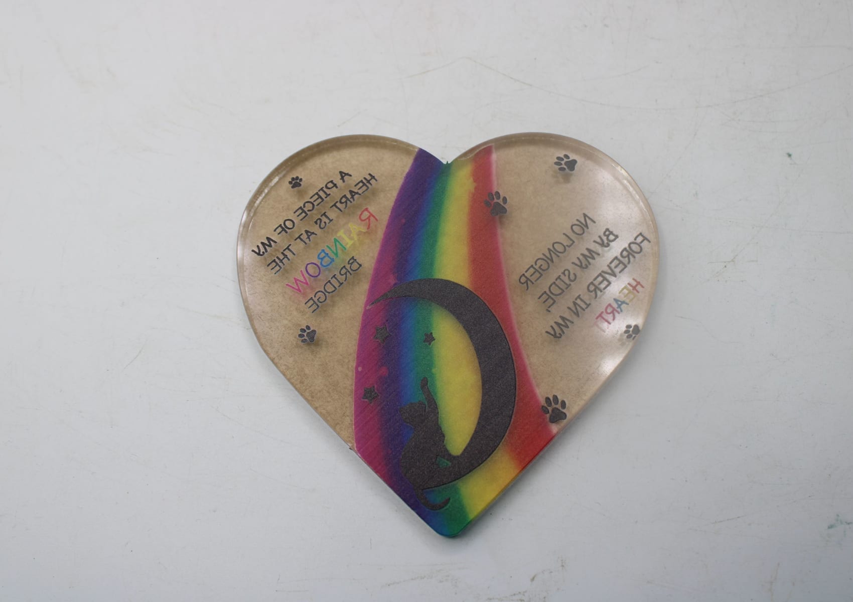 Rainbow Bridge Acrylic Heart Plaque