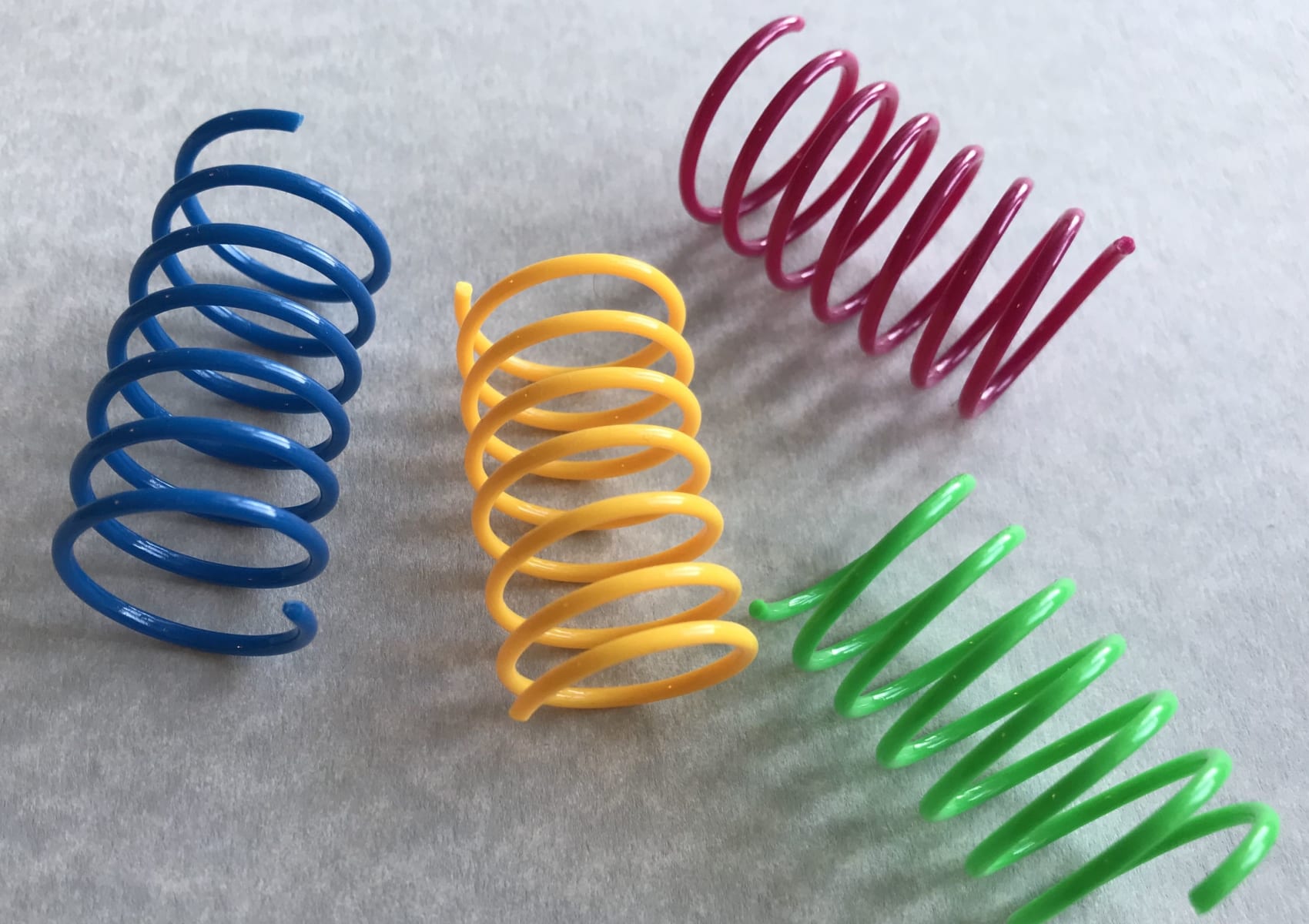 4 coloured springs cat toy on sale at Yorkshire Cat Rescue